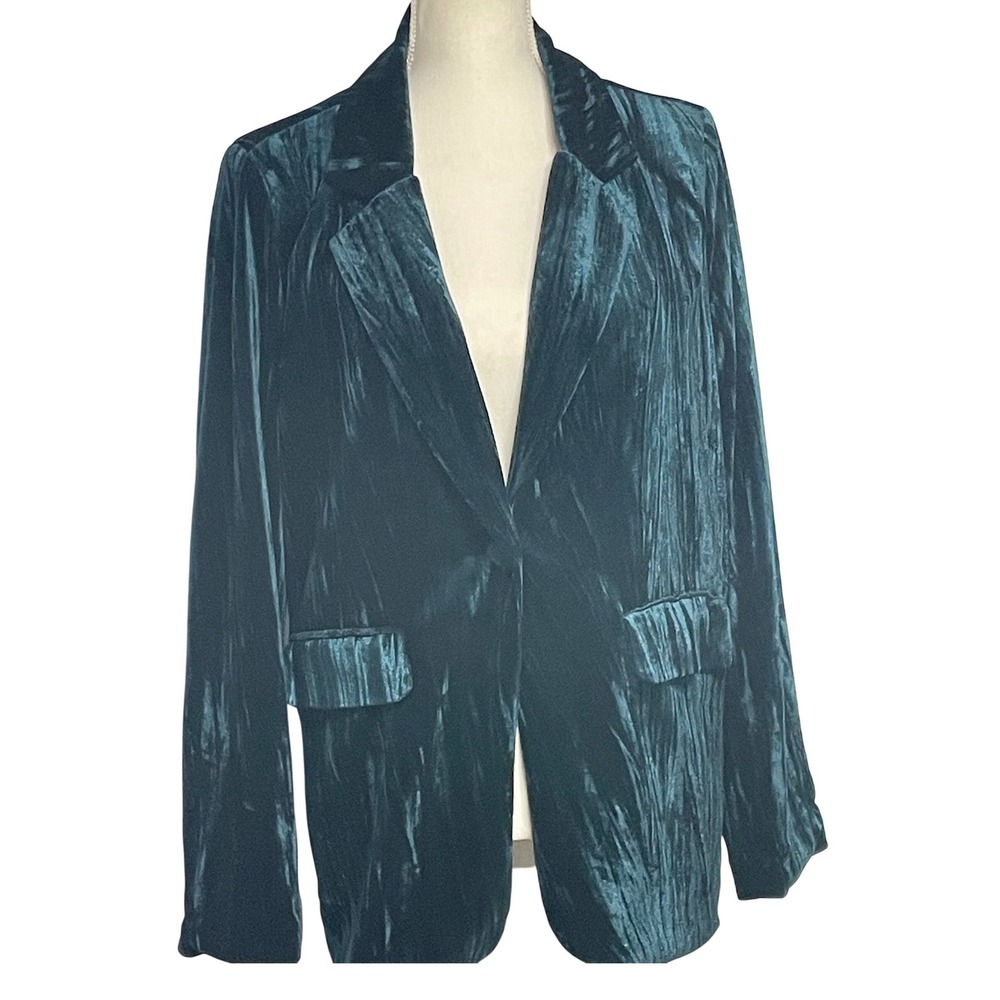Anthropologie Autres Filles Green Velour Blazer Jacket Women's Large NWT